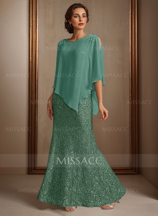 Elegant Floor-Length Chiffon/Sequined Mother Of The Bride Dresses With Beading