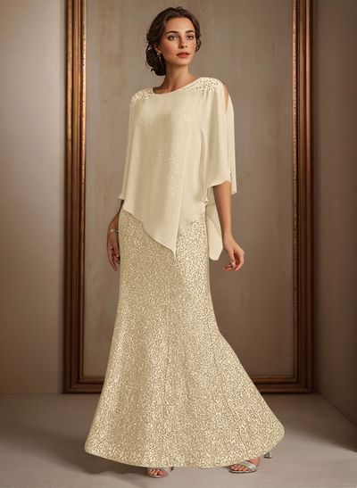 Elegant Floor-Length Chiffon/Sequined Mother Of The Bride Dresses With Beading