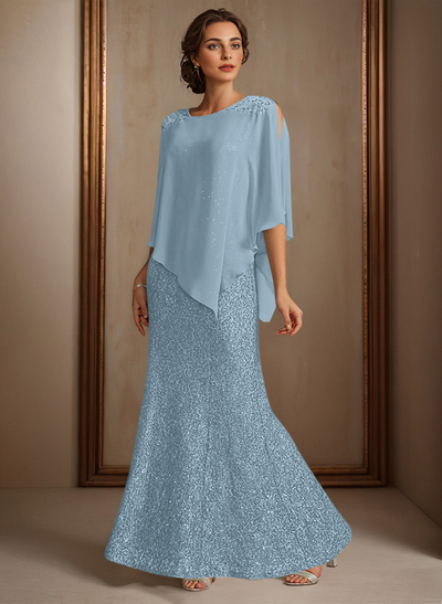Elegant Floor-Length Chiffon/Sequined Mother Of The Bride Dresses With Beading