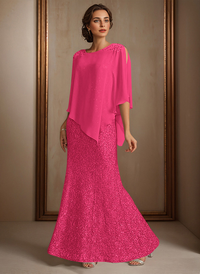 Elegant Floor-Length Chiffon/Sequined Mother Of The Bride Dresses With Beading