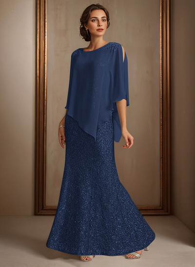 Elegant Floor-Length Chiffon/Sequined Mother Of The Bride Dresses With Beading