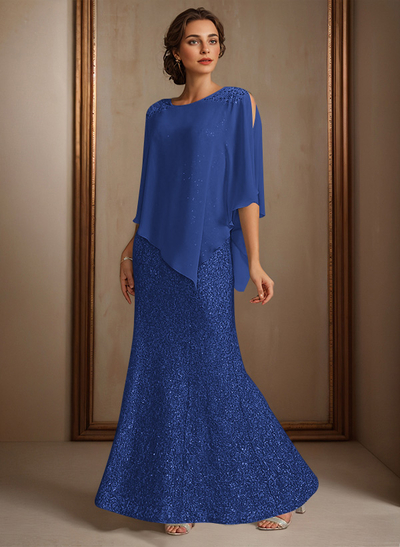 Elegant Floor-Length Chiffon/Sequined Mother Of The Bride Dresses With Beading