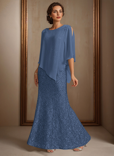 Elegant Floor-Length Chiffon/Sequined Mother Of The Bride Dresses With Beading