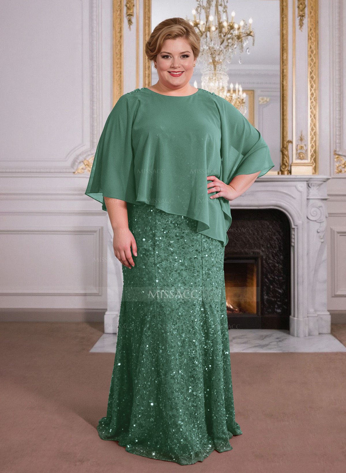 Elegant Floor-Length Chiffon/Sequined Mother Of The Bride Dresses With Beading