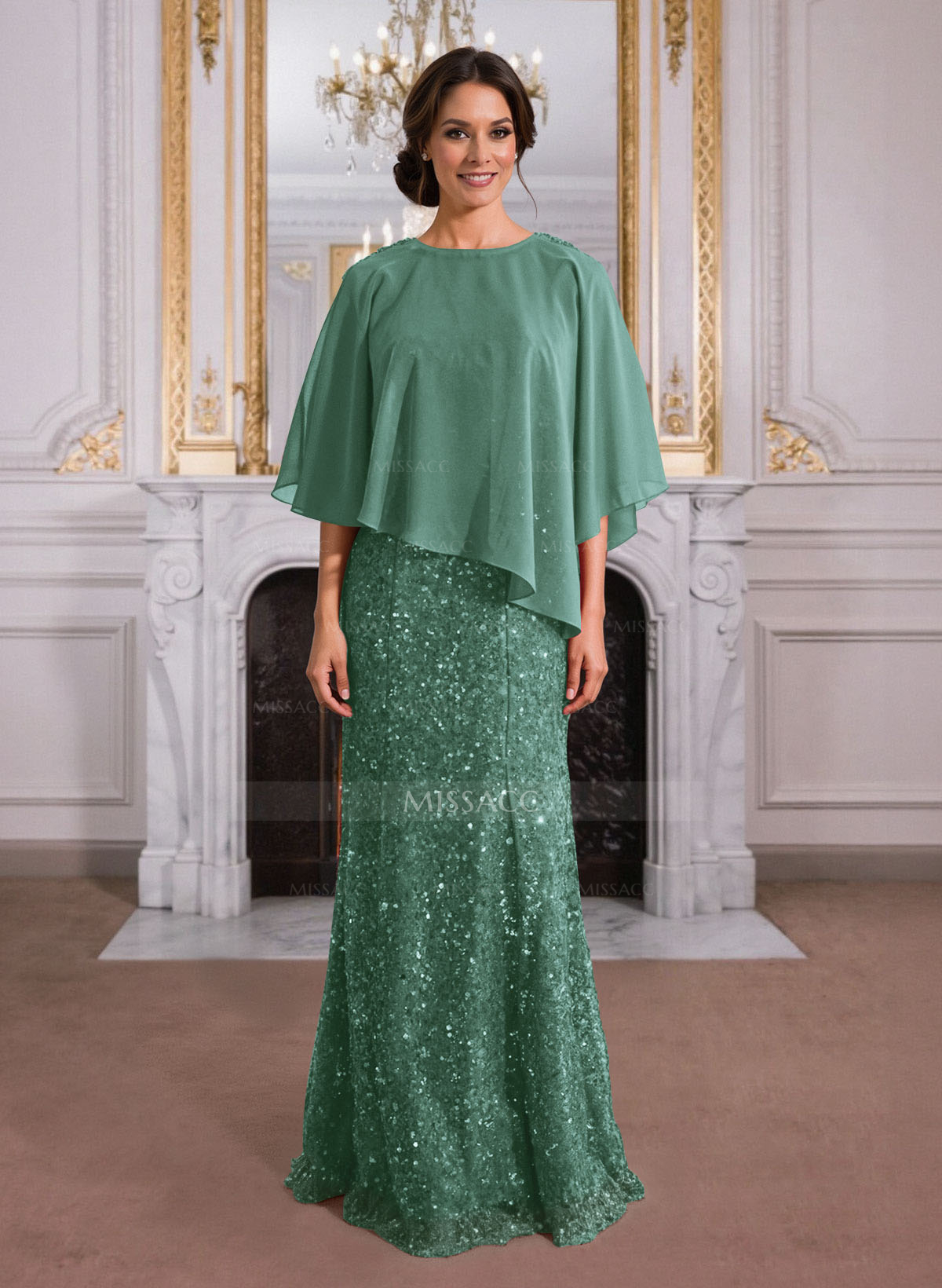 Elegant Floor-Length Chiffon/Sequined Mother Of The Bride Dresses With Beading
