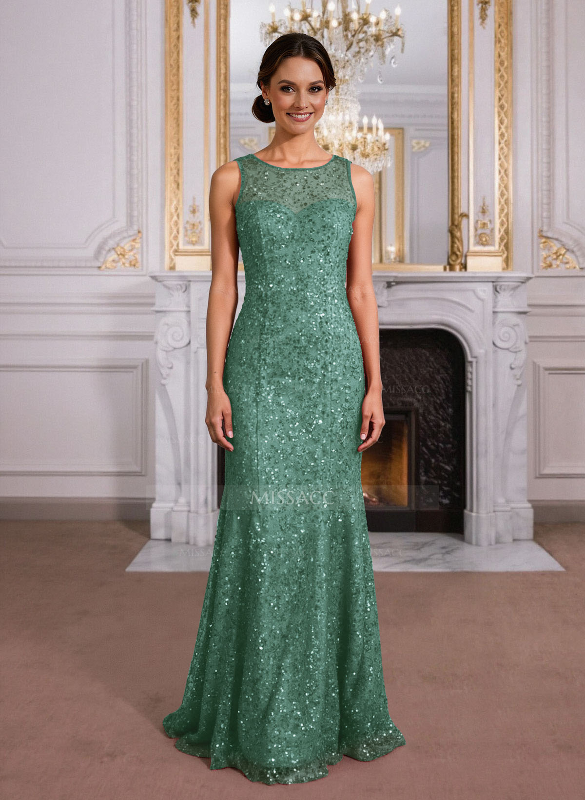 Elegant Floor-Length Chiffon/Sequined Mother Of The Bride Dresses With Beading