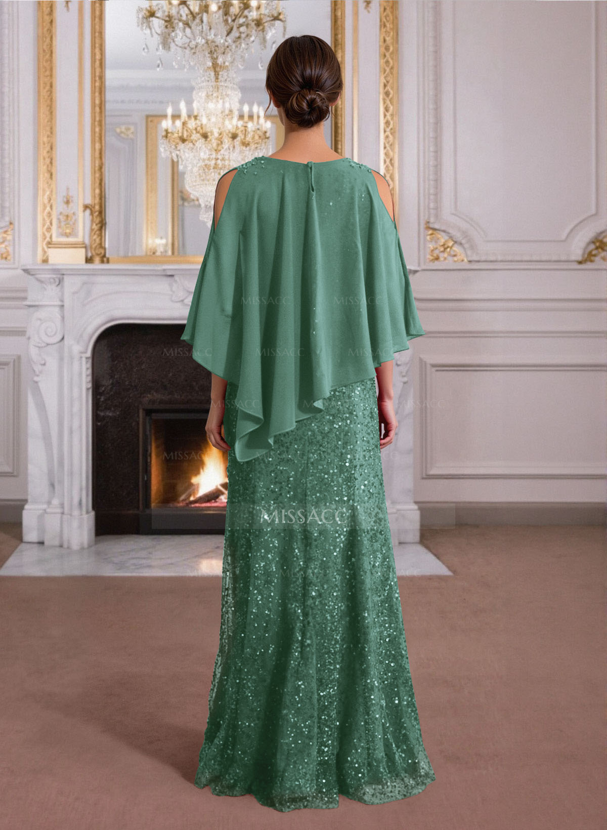 Elegant Floor-Length Chiffon/Sequined Mother Of The Bride Dresses With Beading