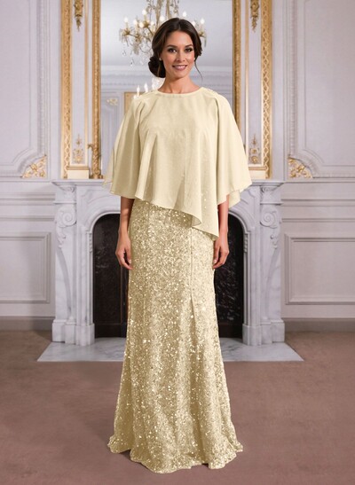 Elegant Floor-Length Chiffon/Sequined Mother Of The Bride Dresses With Beading