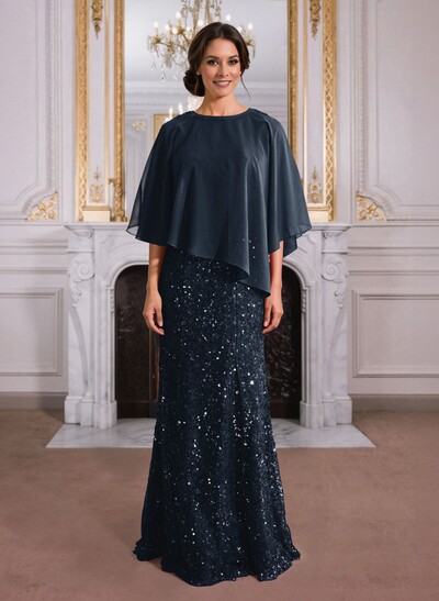 Elegant Floor-Length Chiffon/Sequined Mother Of The Bride Dresses With Beading