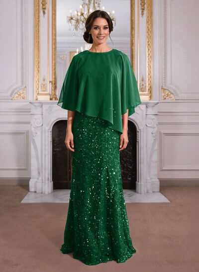 Elegant Floor-Length Chiffon/Sequined Mother Of The Bride Dresses With Beading