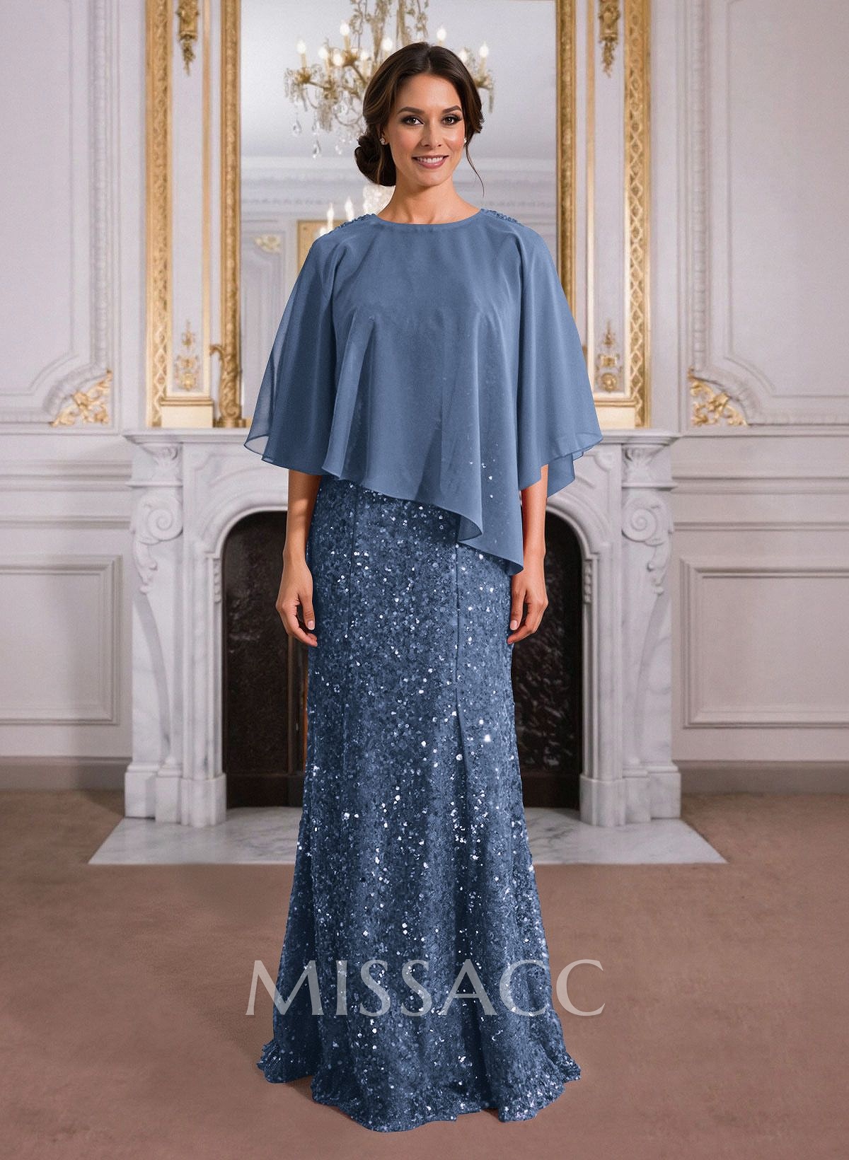 Elegant Floor-Length Chiffon/Sequined Mother Of The Bride Dresses With Beading