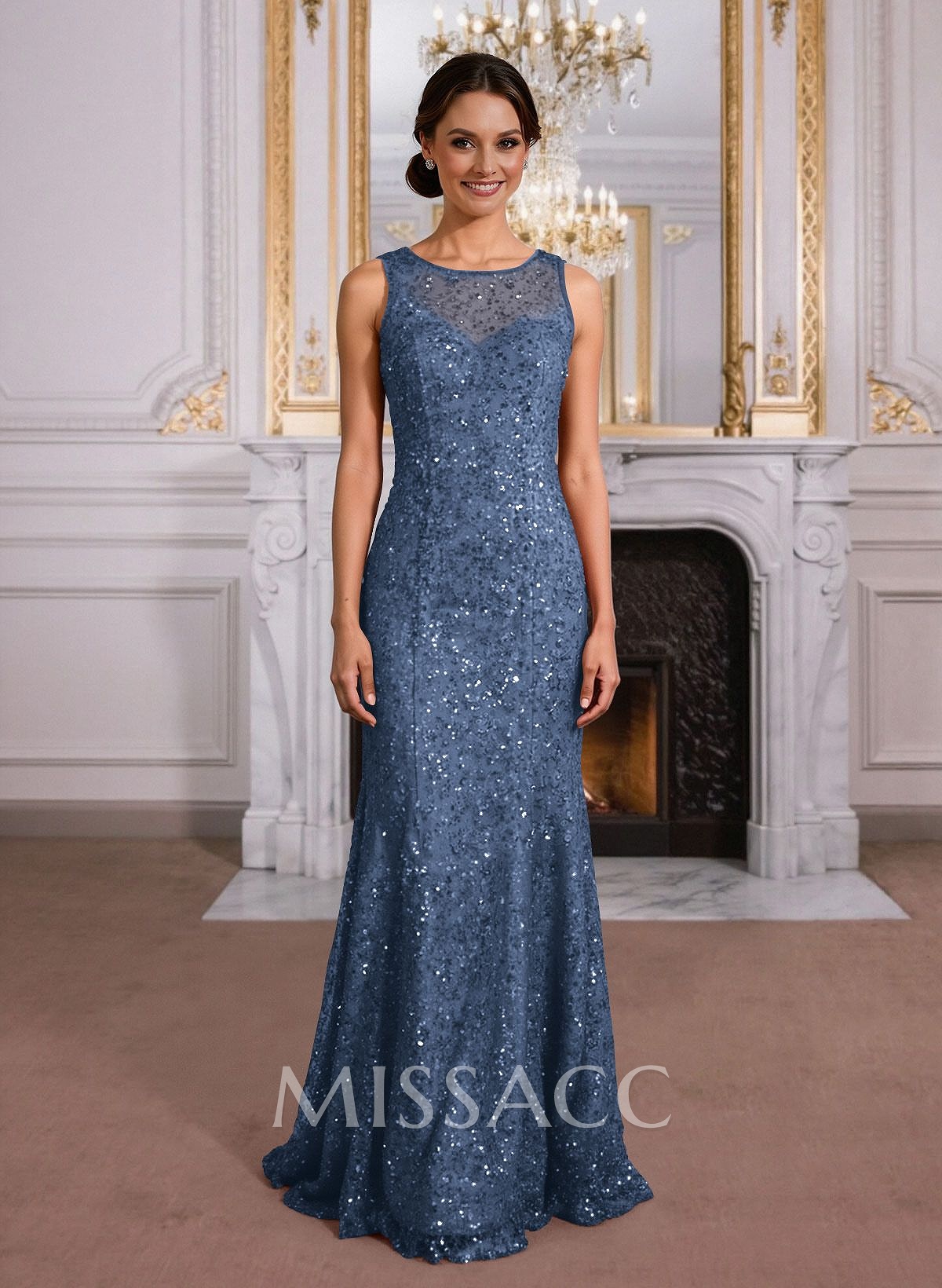 Elegant Floor-Length Chiffon/Sequined Mother Of The Bride Dresses With Beading