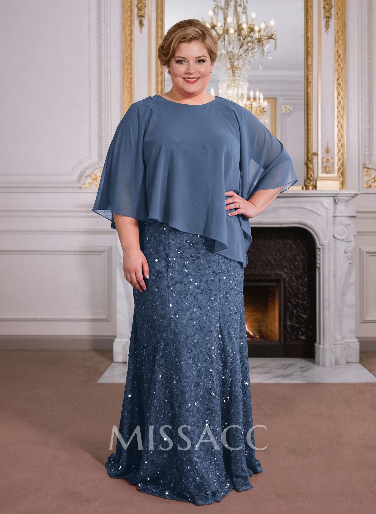 Elegant Floor-Length Chiffon/Sequined Mother Of The Bride Dresses With Beading