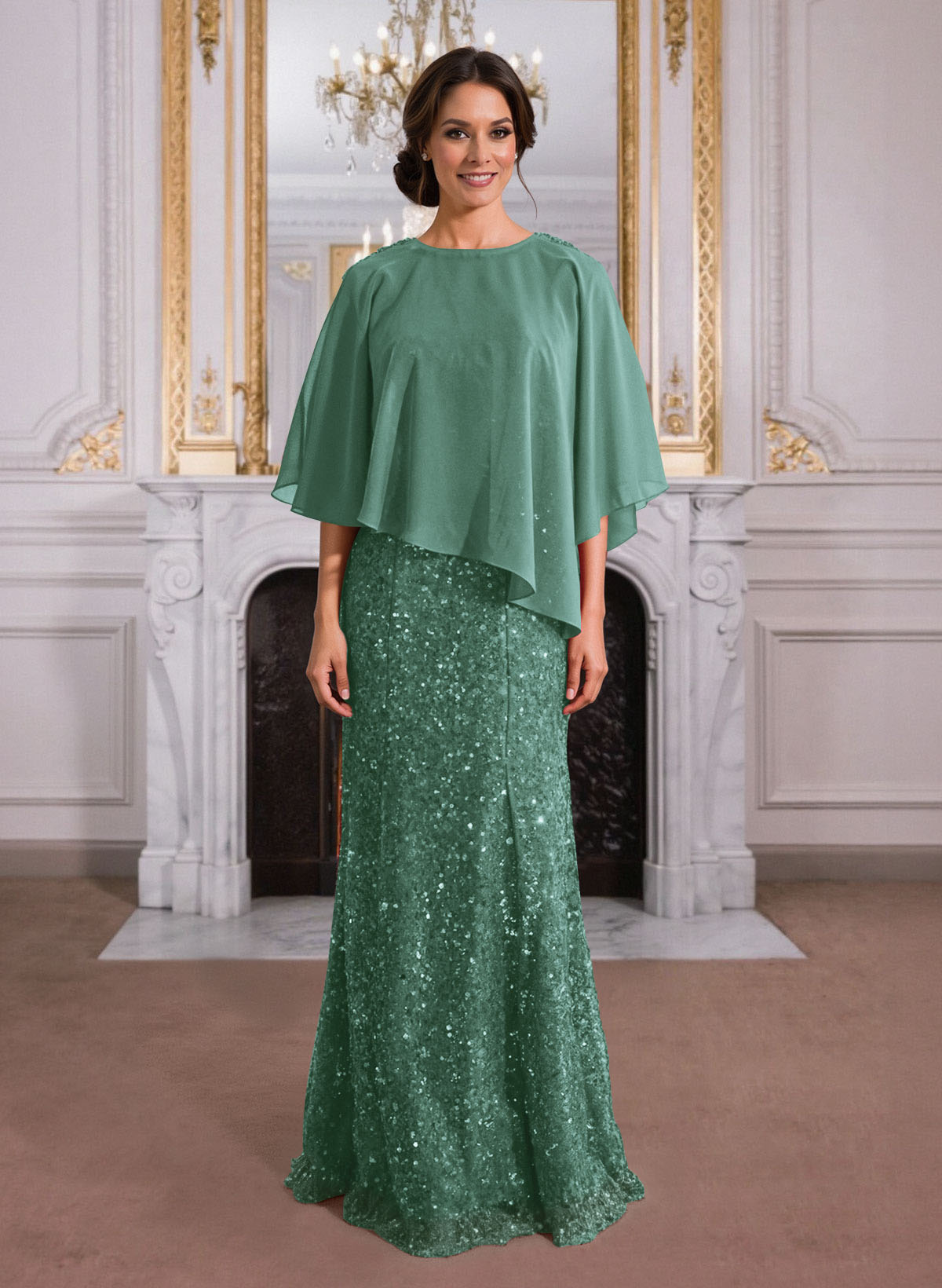 Elegant Floor-Length Chiffon/Sequined Mother Of The Bride Dresses With Beading Elegant Floor-Length Chiffon/Sequined Mother Of The Bride Dresses With Beading