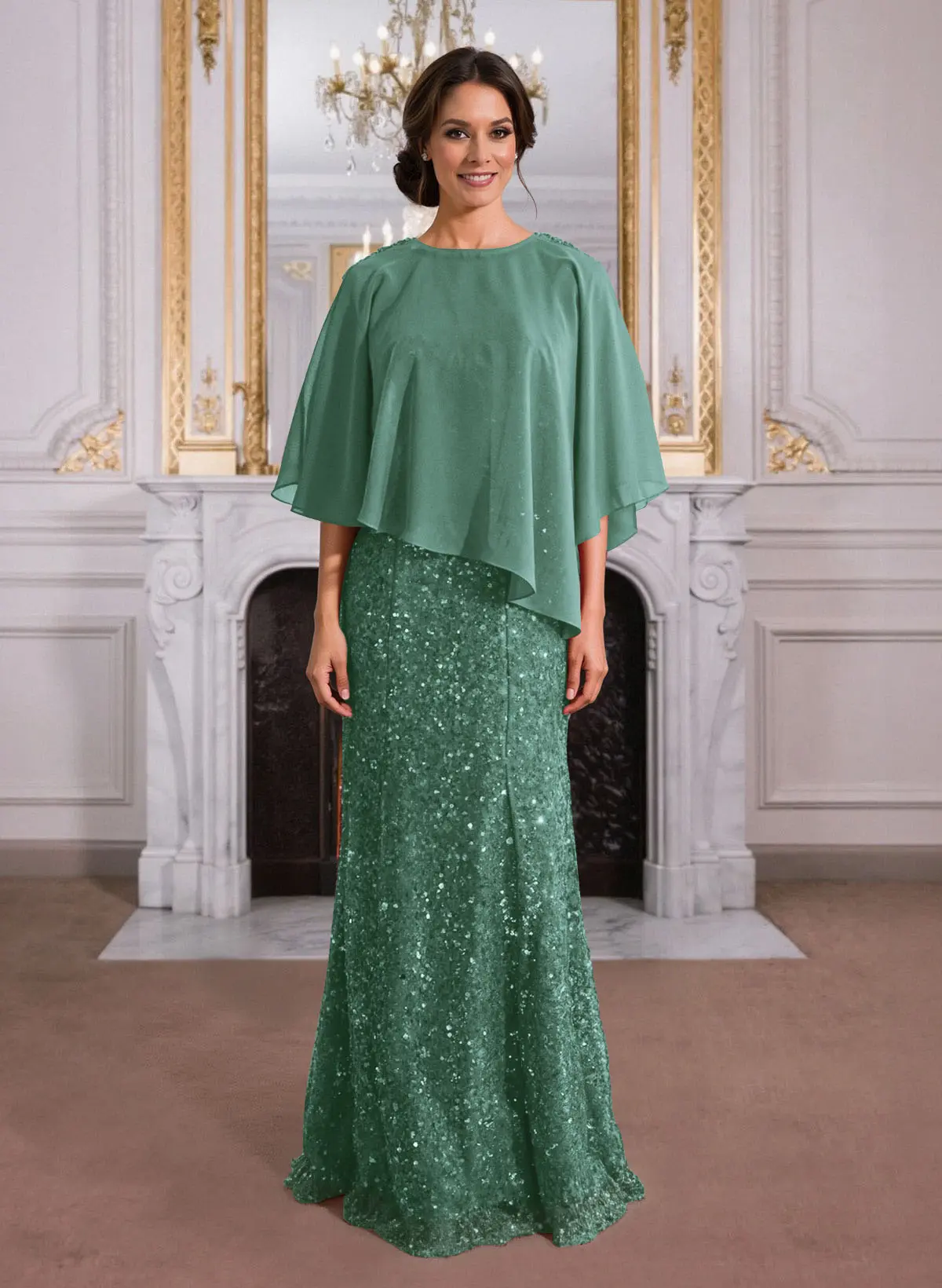 Elegant Floor-Length Chiffon/Sequined Mother Of The Bride Dresses With Beading Elegant Floor-Length Chiffon/Sequined Mother Of The Bride Dresses With Beading