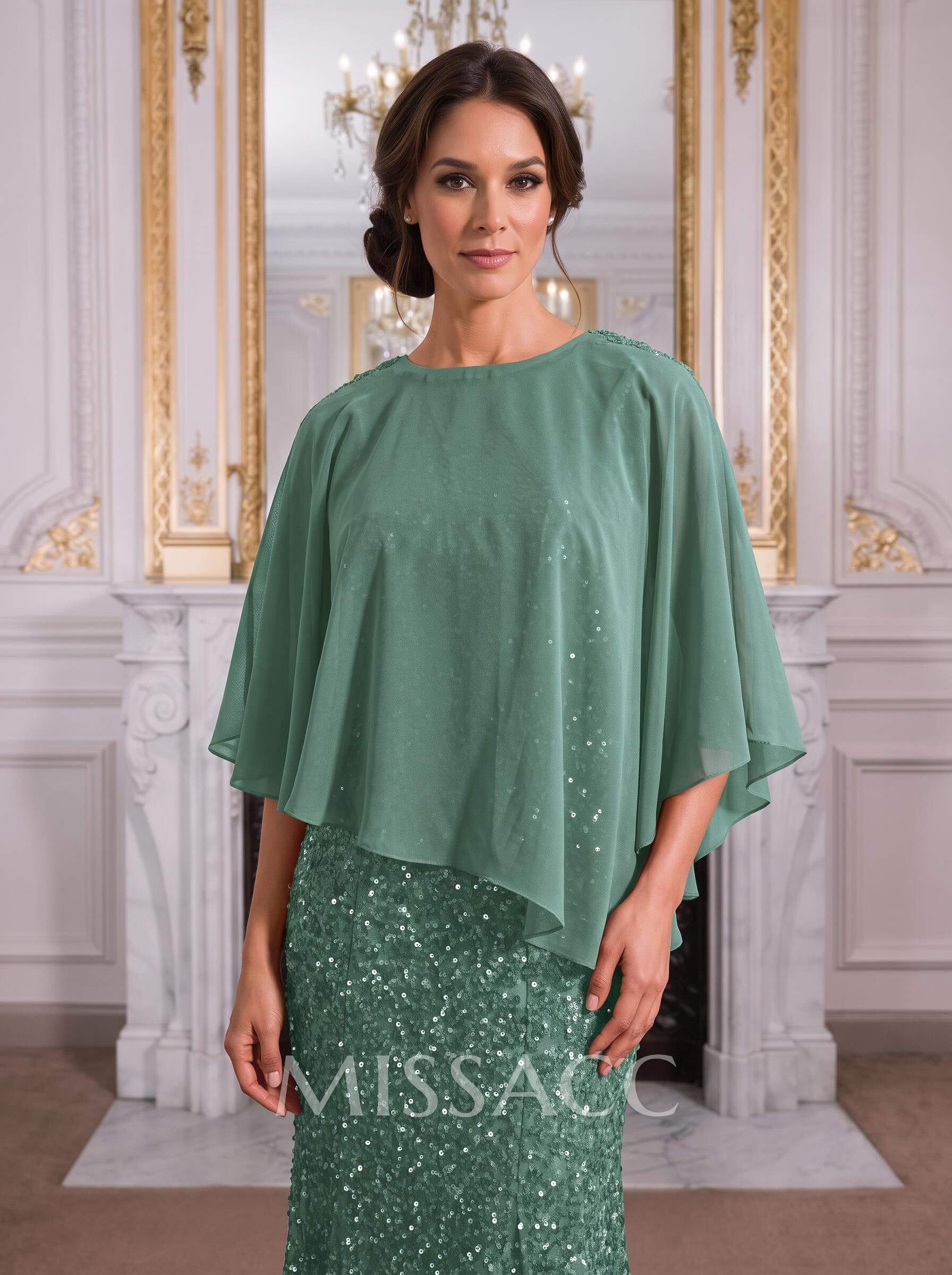 Elegant Floor-Length Chiffon/Sequined Mother Of The Bride Dresses With Beading