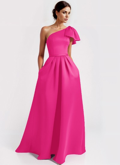 One-Shoulder A-Line Elegant Mother Of The Bride Dresses With Bow Sweep Train