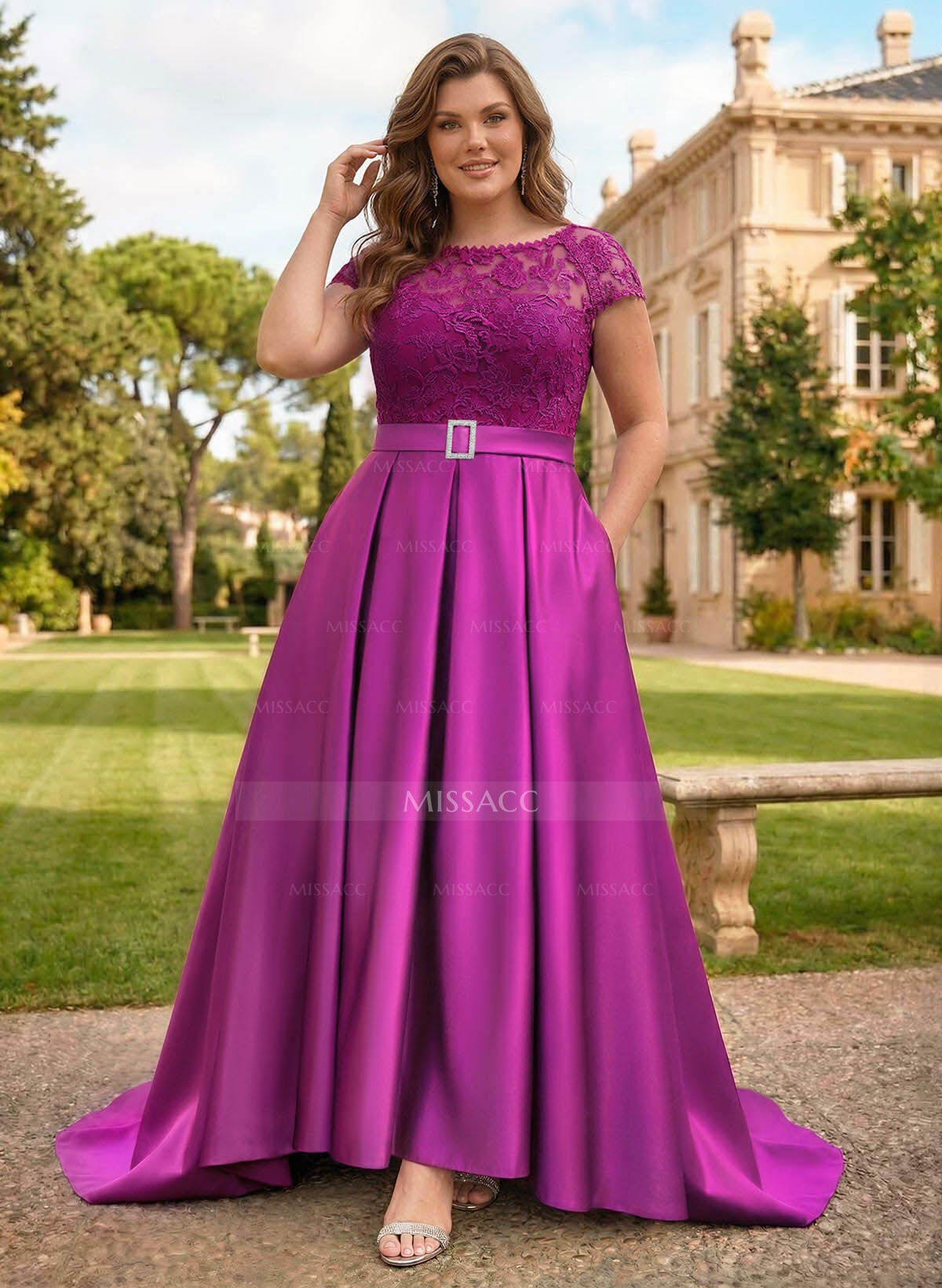 Lace Elegant A-Line Mother Of The Bride Dresses With Beading Satin