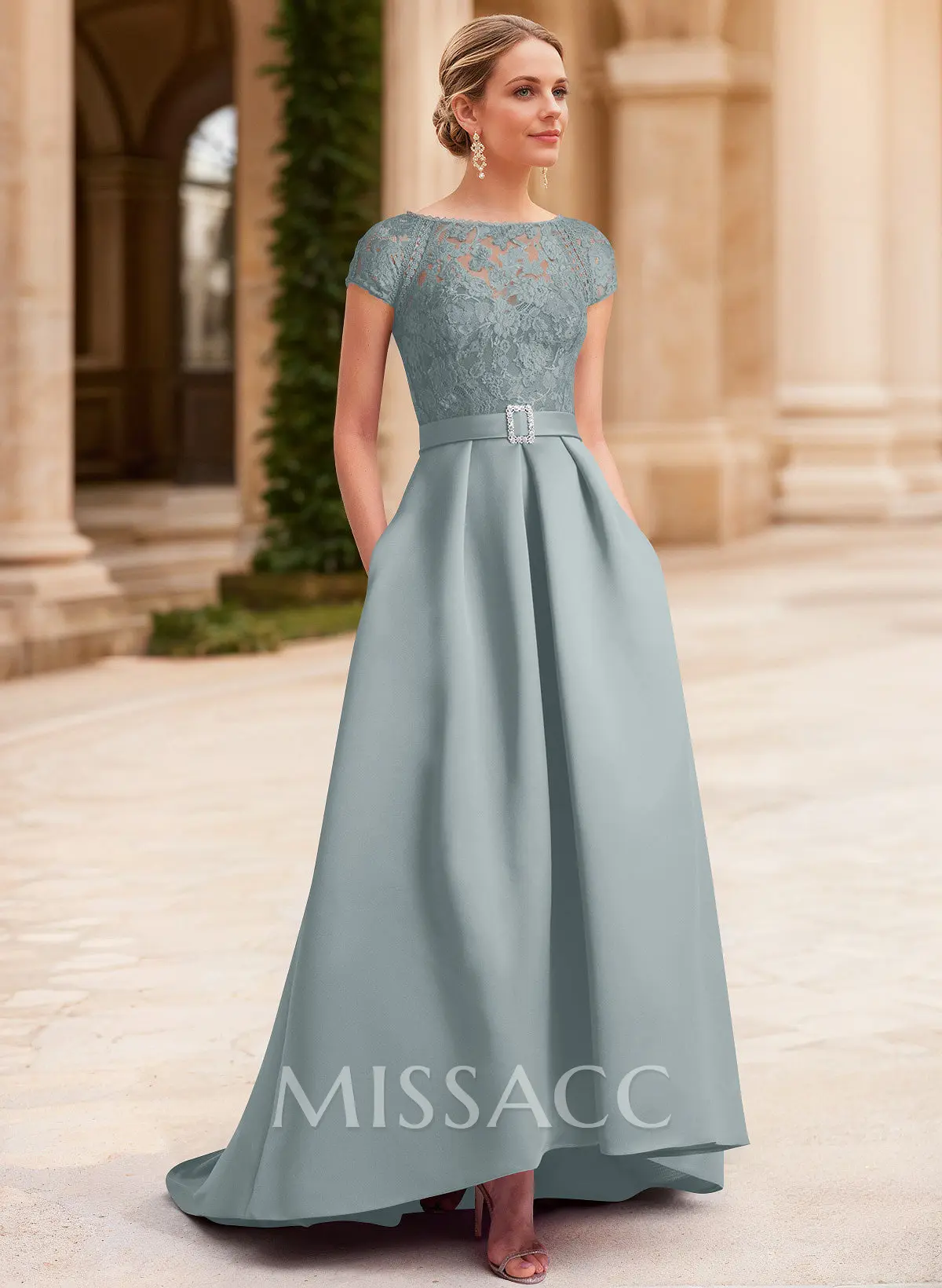 Lace Elegant A-Line Mother Of The Bride Dresses With Beading Satin - Missacc
