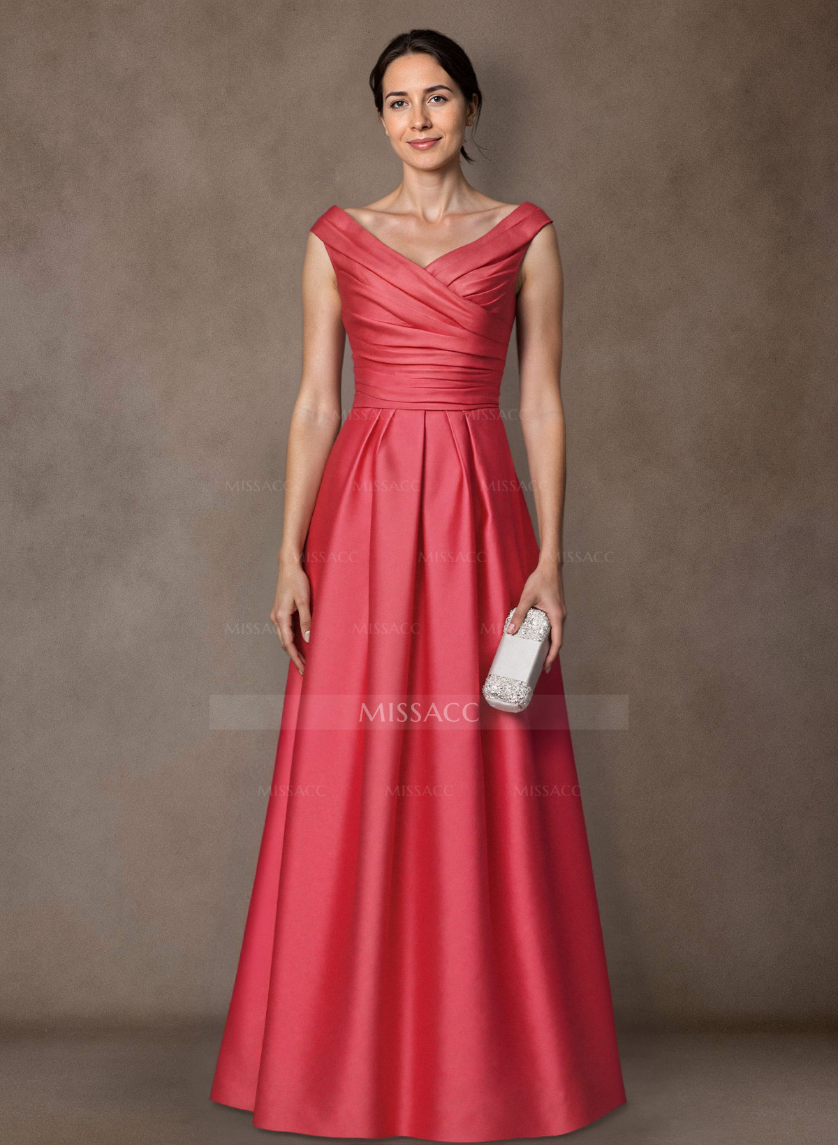 A-Line Satin Pockets Mother Of The Bride Dresses With Cap Shoulder
