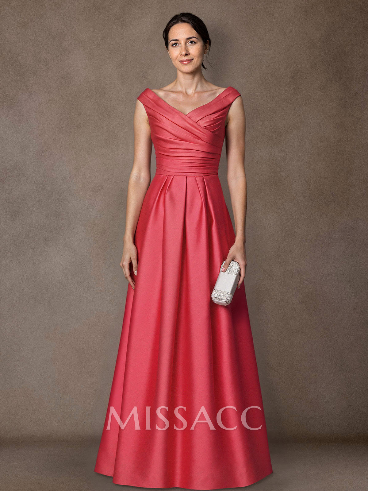 A-Line Satin Pockets Mother Of The Bride Dresses With Cap Shoulder