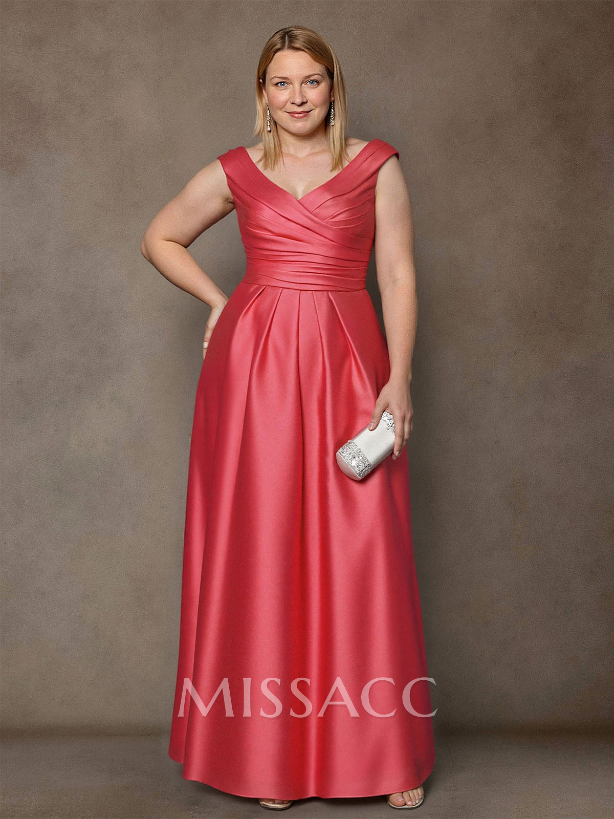 A-Line Satin Pockets Mother Of The Bride Dresses With Cap Shoulder