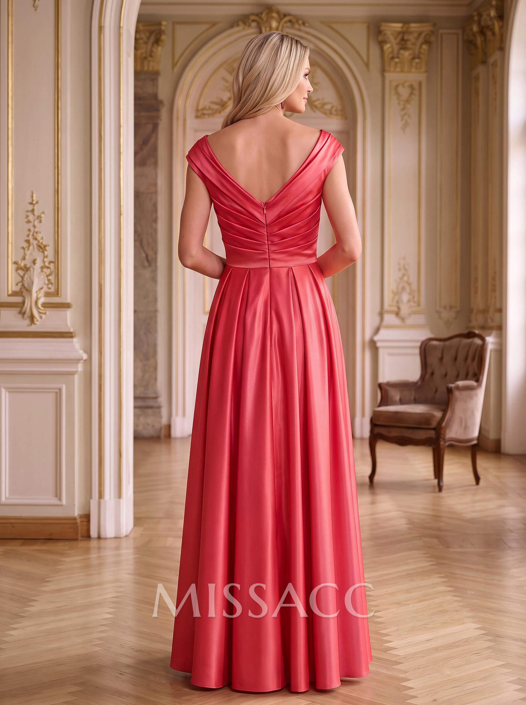 A-Line Satin Pockets Mother Of The Bride Dresses With Cap Shoulder