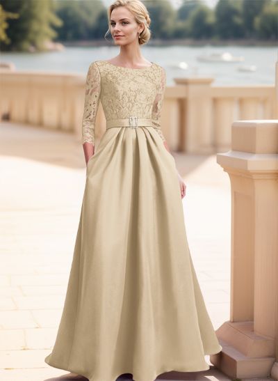 Elegant Lace Sleeves Mother Of The Bride Dresses With Beading Satin