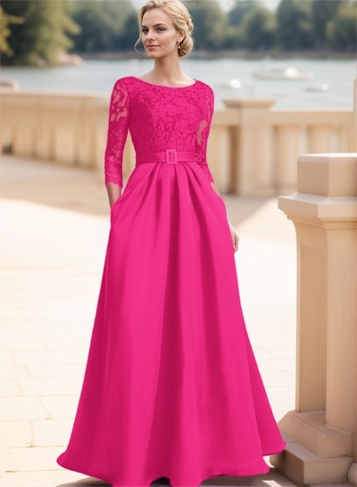 Elegant Lace Sleeves Mother Of The Bride Dresses With Beading Satin