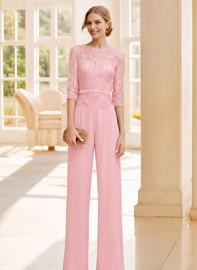Jumpsuit/Pantsuit Lace Elegant Blue Mother Of The Bride Dresses