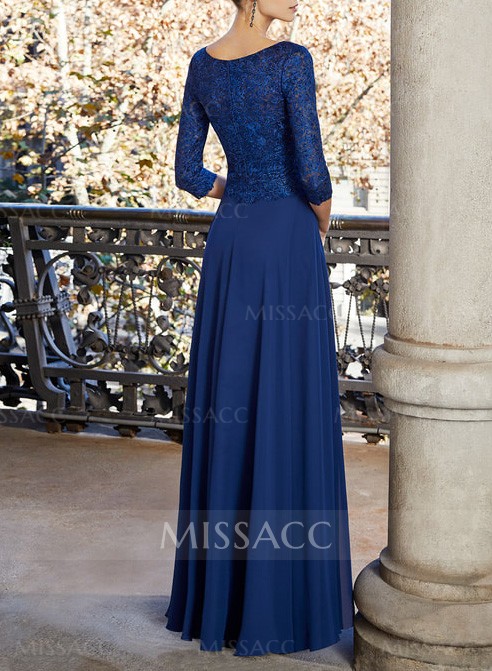 Lace Sleeves A-Line V-Neck Chiffon Mother Of The Bride Dresses