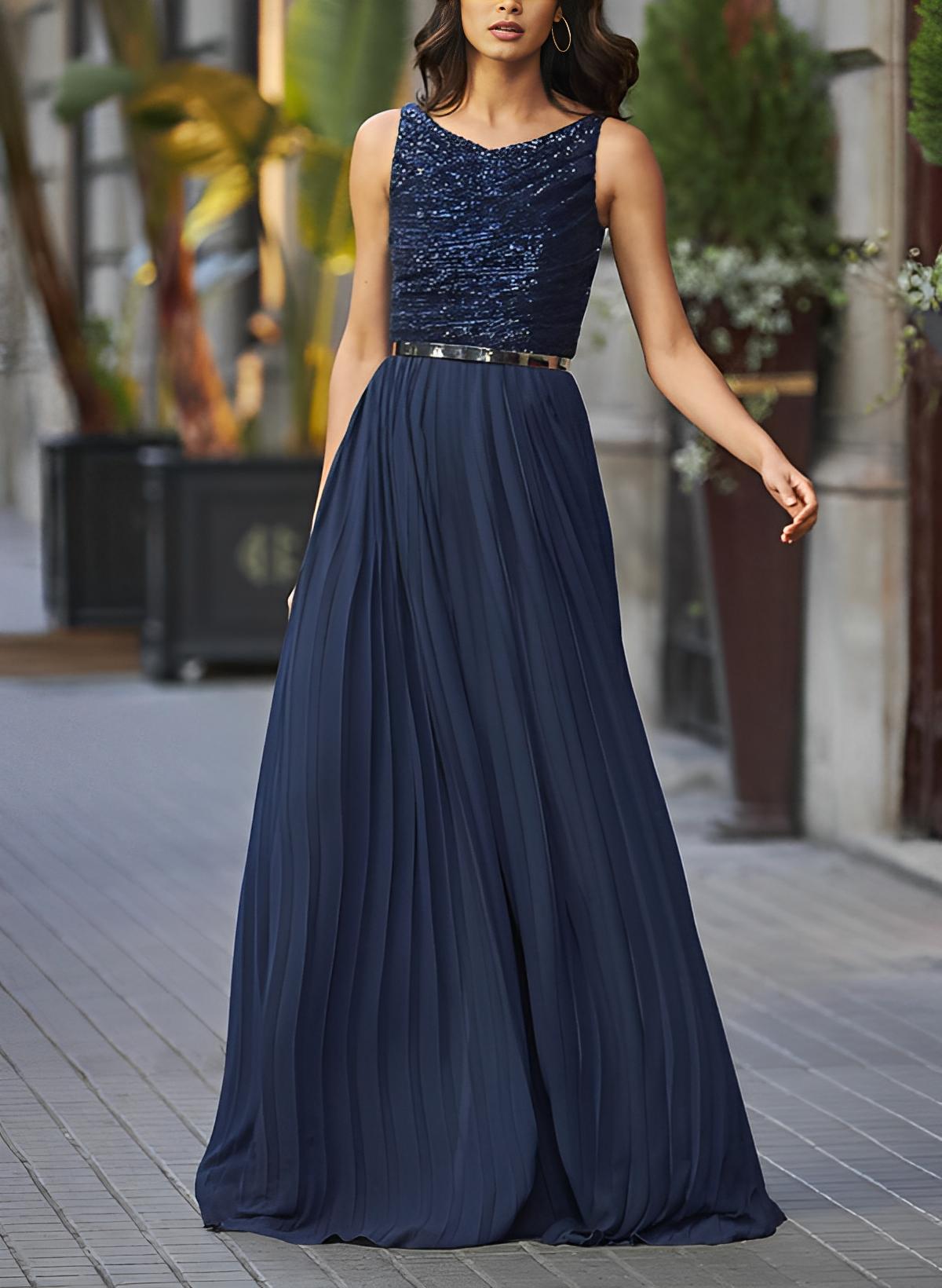 A-Line Sleeveless Floor-Length Mother Of The Bride Dresses Without Waistband