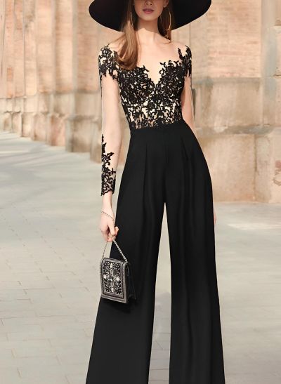 Illusion Neck Long Sleeves Floor-Length Lace Mother Of The Bride Dresses