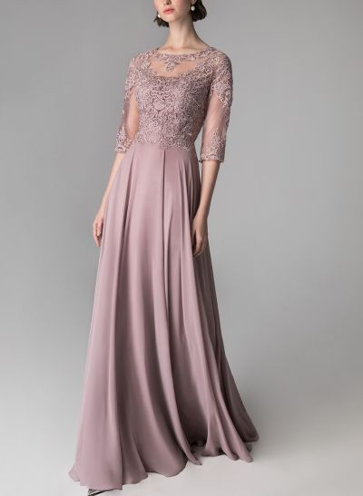 Lace Sleeves A-Line Chiffon Mother Of The Bride Dresses
