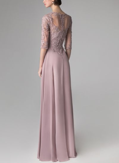 Lace Sleeves A-Line Chiffon Mother Of The Bride Dresses