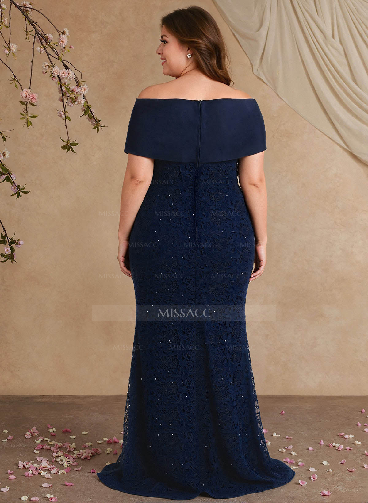 Elegant Mermaid Beading Lace Mother Of The Bride Dresses With Unremovable Satin Wrap