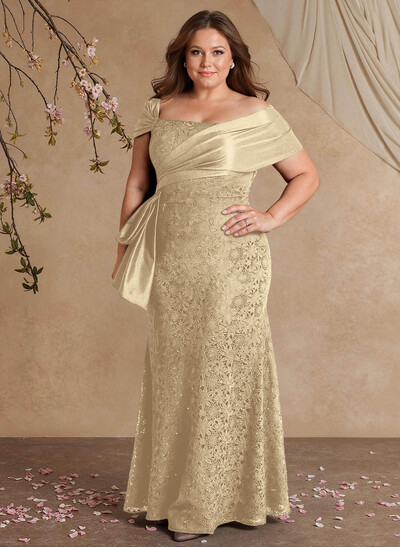 Elegant Mermaid Beading Lace Mother Of The Bride Dresses With Unremovable Satin Wrap