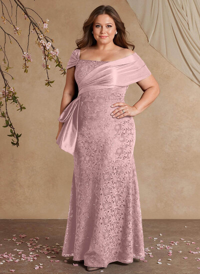 Elegant Mermaid Beading Lace Mother Of The Bride Dresses With Unremovable Satin Wrap