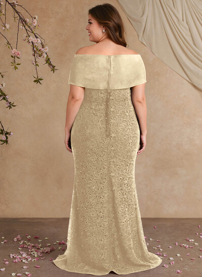 Elegant Mermaid Beading Lace Mother Of The Bride Dresses With Unremovable Satin Wrap