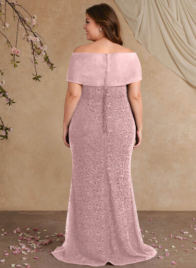 Elegant Mermaid Beading Lace Mother Of The Bride Dresses With Unremovable Satin Wrap