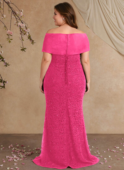 Elegant Mermaid Beading Lace Mother Of The Bride Dresses With Unremovable Satin Wrap