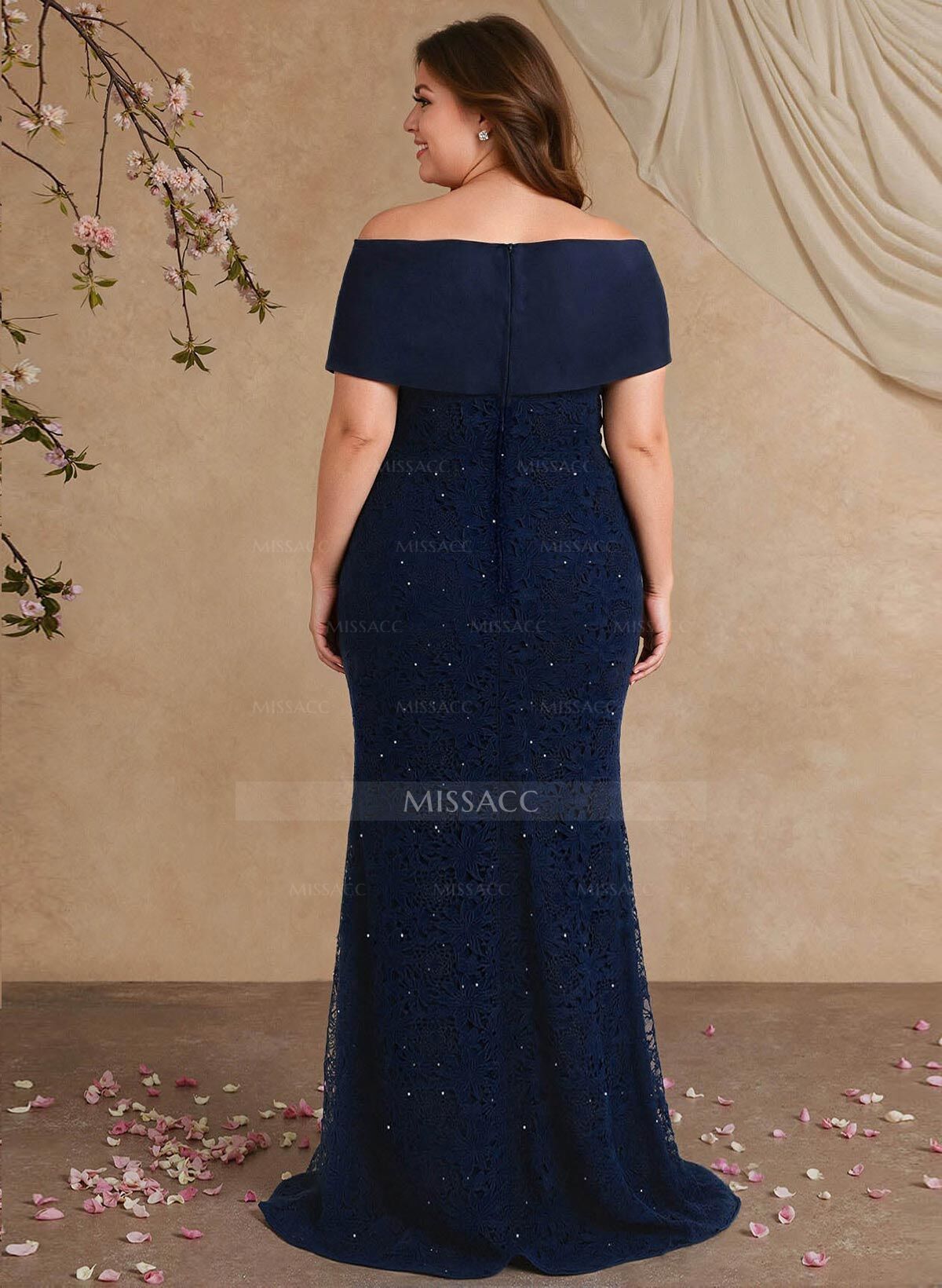 Elegant Mermaid Beading Lace Mother Of The Bride Dresses With Unremovable Satin Wrap
