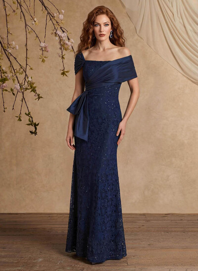 Elegant Mermaid Beading Lace Mother Of The Bride Dresses With Unremovable Satin Wrap