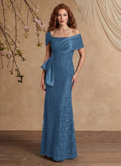 Elegant Mermaid Beading Lace Mother Of The Bride Dresses With Unremovable Satin Wrap