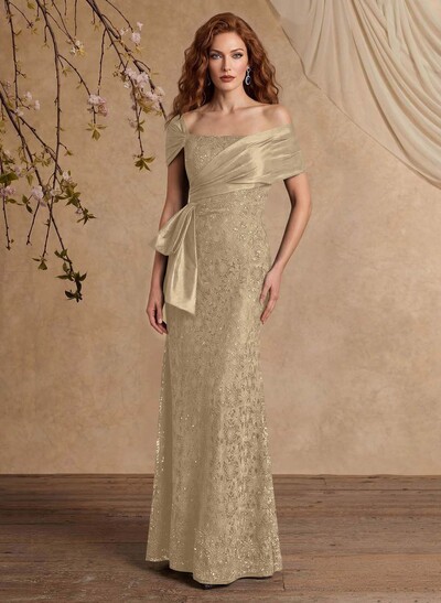Elegant Mermaid Beading Lace Mother Of The Bride Dresses With Unremovable Satin Wrap