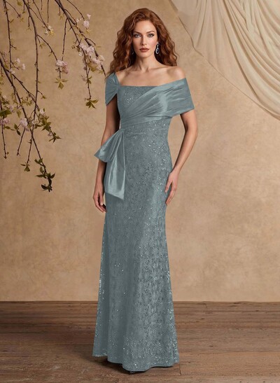 Elegant Mermaid Beading Lace Mother Of The Bride Dresses With Unremovable Satin Wrap