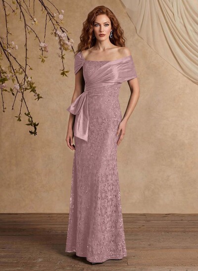 Elegant Mermaid Beading Lace Mother Of The Bride Dresses With Unremovable Satin Wrap