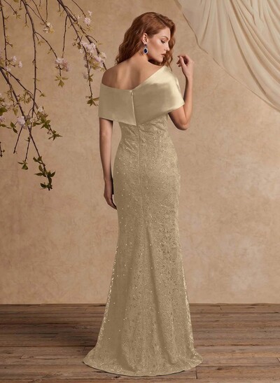Elegant Mermaid Beading Lace Mother Of The Bride Dresses With Unremovable Satin Wrap