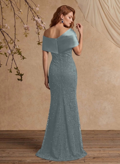 Elegant Mermaid Beading Lace Mother Of The Bride Dresses With Unremovable Satin Wrap