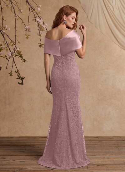Elegant Mermaid Beading Lace Mother Of The Bride Dresses With Unremovable Satin Wrap